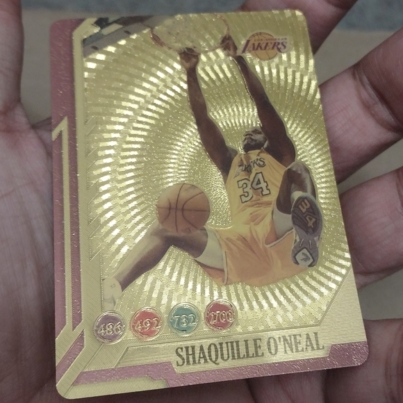 SHAQUILLE O'NEAL 24K GOLD COATED VINTAGE LAKERS ALL-STARS BASKETBALL CARD & COA! - Picture 4 of 14